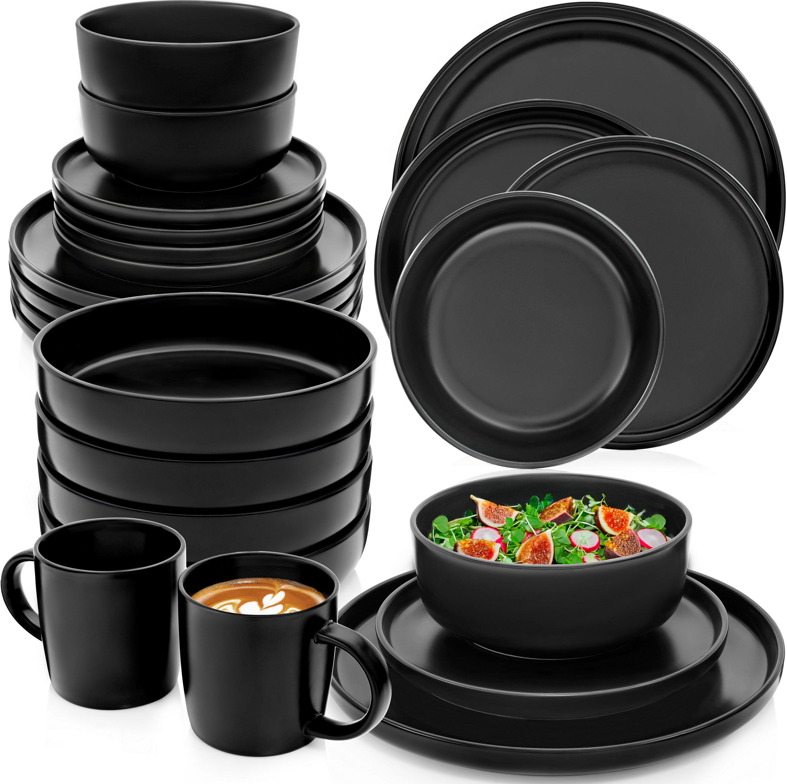 KOMBISERVICE MADEIRA - 30-teilig aus Steingut - Schwarz, Keramik (27/10/27cm) - Sänger