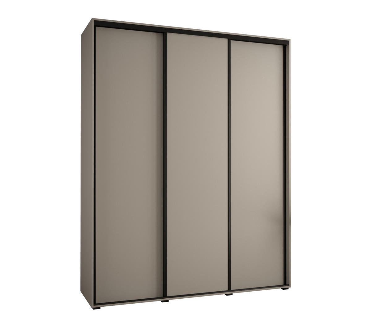 SCHWEBETÜRENSCHRANK 235,2/200/45 3-türig - Kaschmir/Schwarz, Holz/Metall (200/235.2/45cm) - MÖBEL KRYSPOL