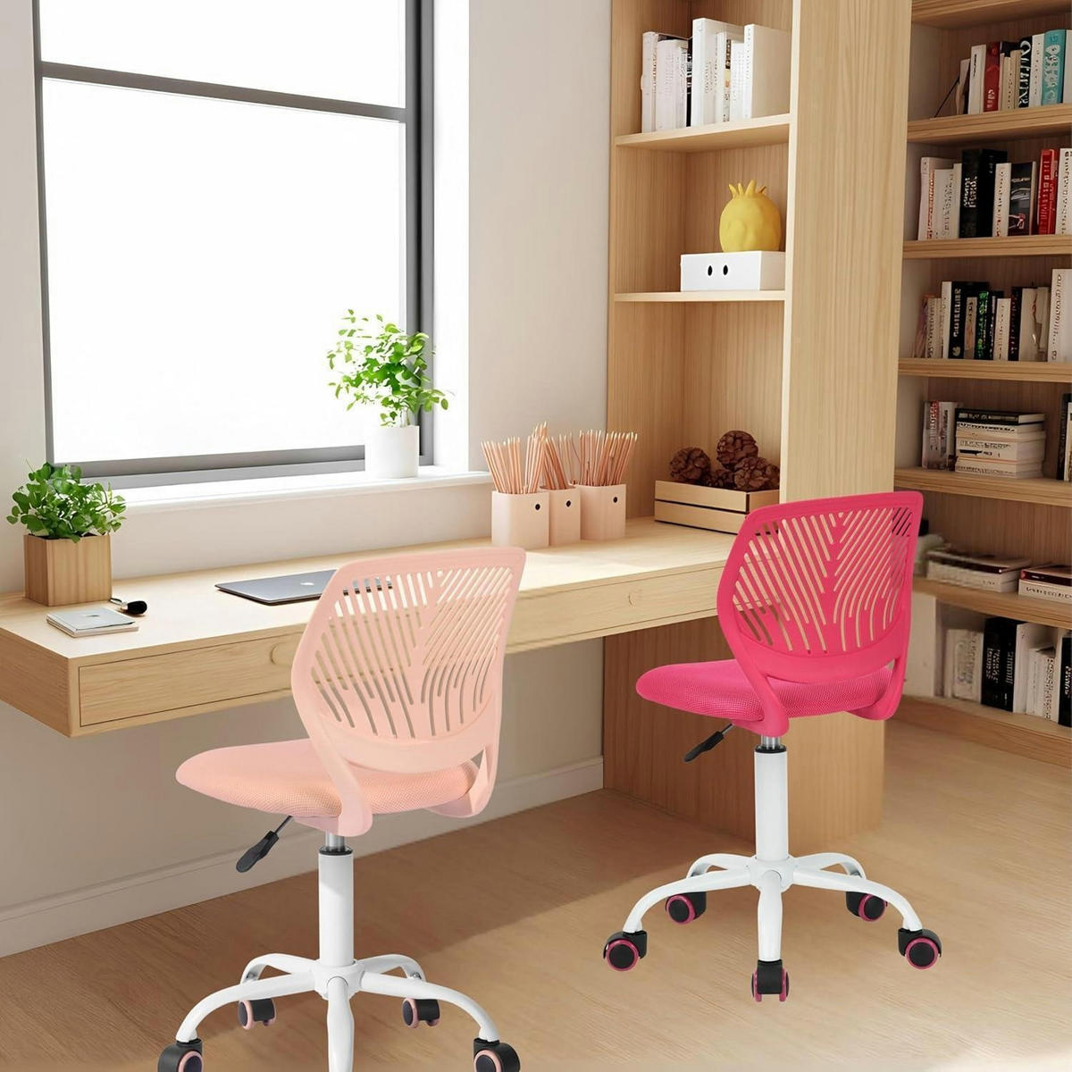 BÜROSTUHL Stoff Hellrosa Höhenverstellbar 75-87cm - Rosa, Textil (38.5/87/40cm)