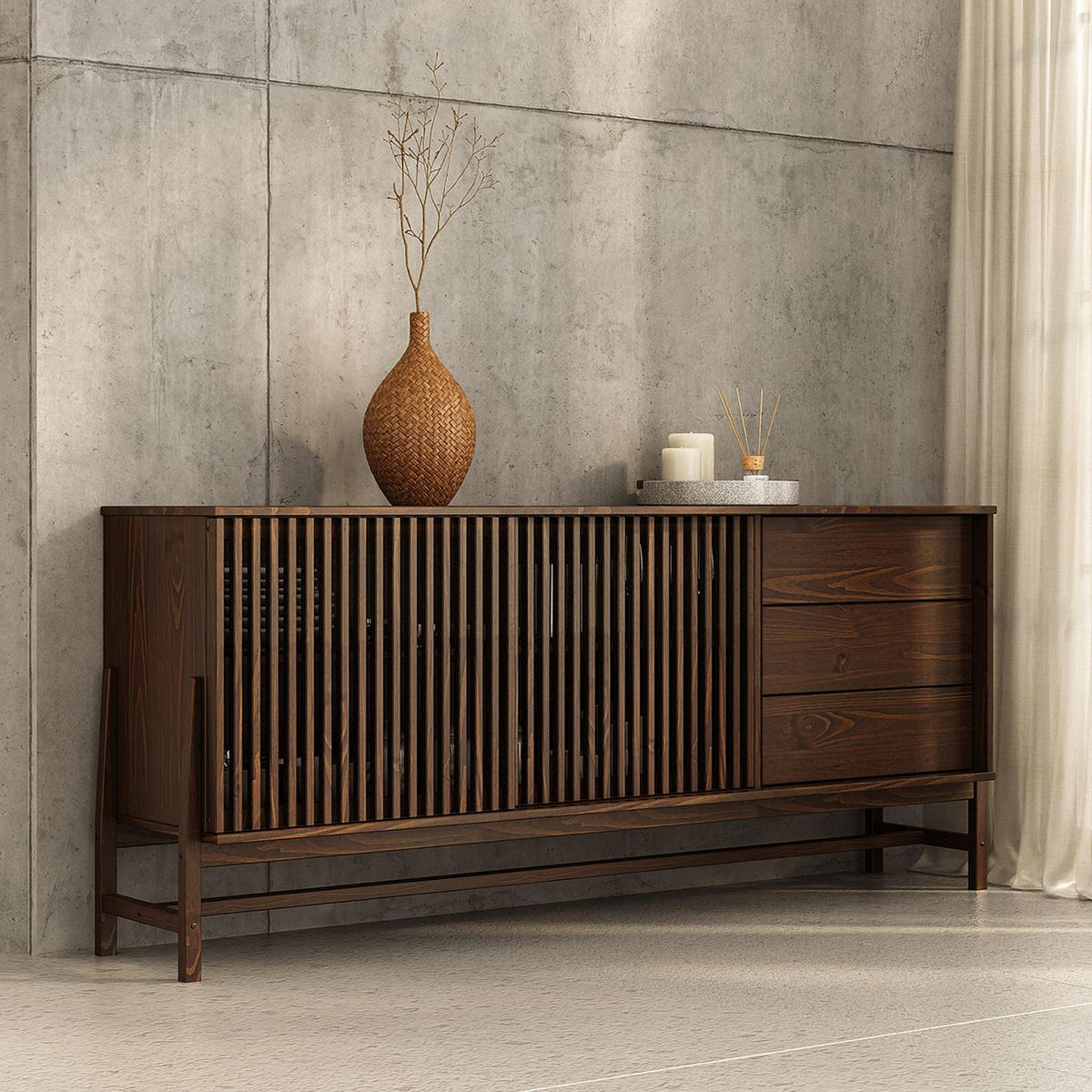 SIDEBOARD ADAMO nussbaum - Nussbaumfarben, Holz (175/75/41cm) - IDIMEX