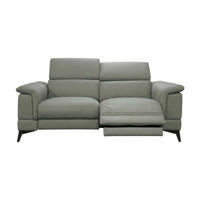 3-SITZER Sofa Planet Echtleder mit 1 x Relaxfunktion Perlgrau - Hellgrau, Leder/Metall (200/80/110cm)