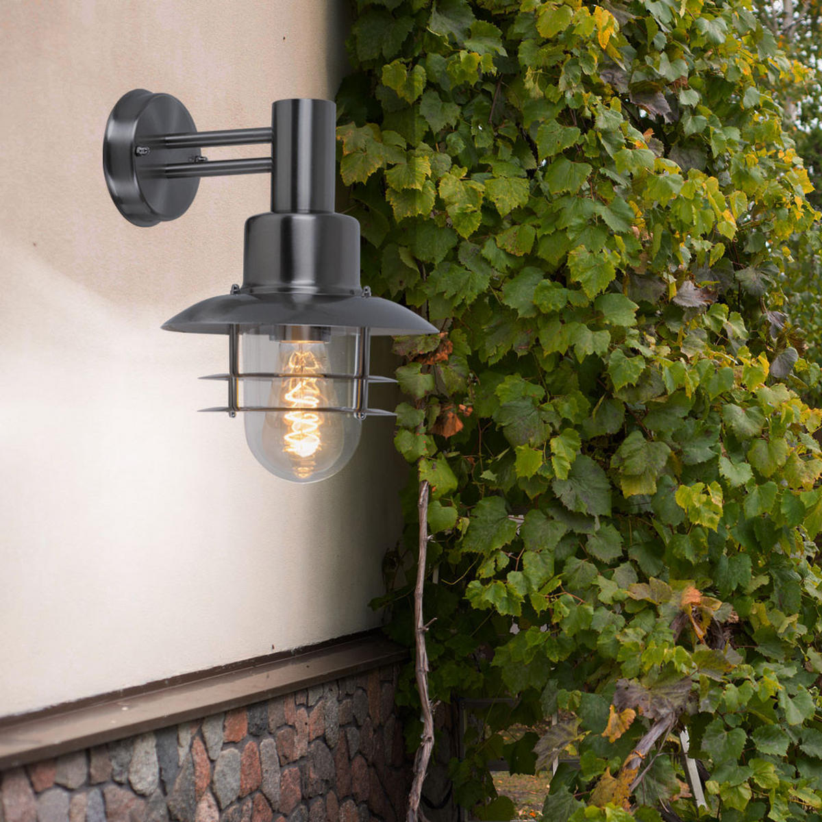 LED AUSSEN-WANDLEUCHTE Edelstahl Silber - Silberfarben, Metall (22/32.5/26cm)