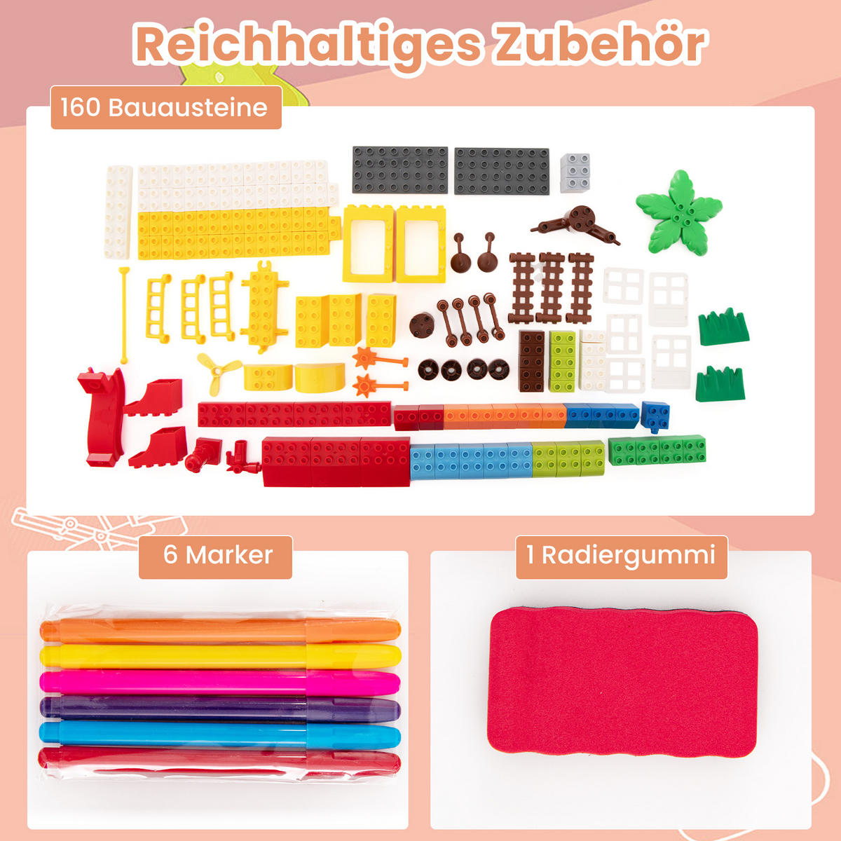 KINDERTISCH Mehrfarbig - Blau/Multicolor, Kunststoff (58/55/84cm) - COSTWAY