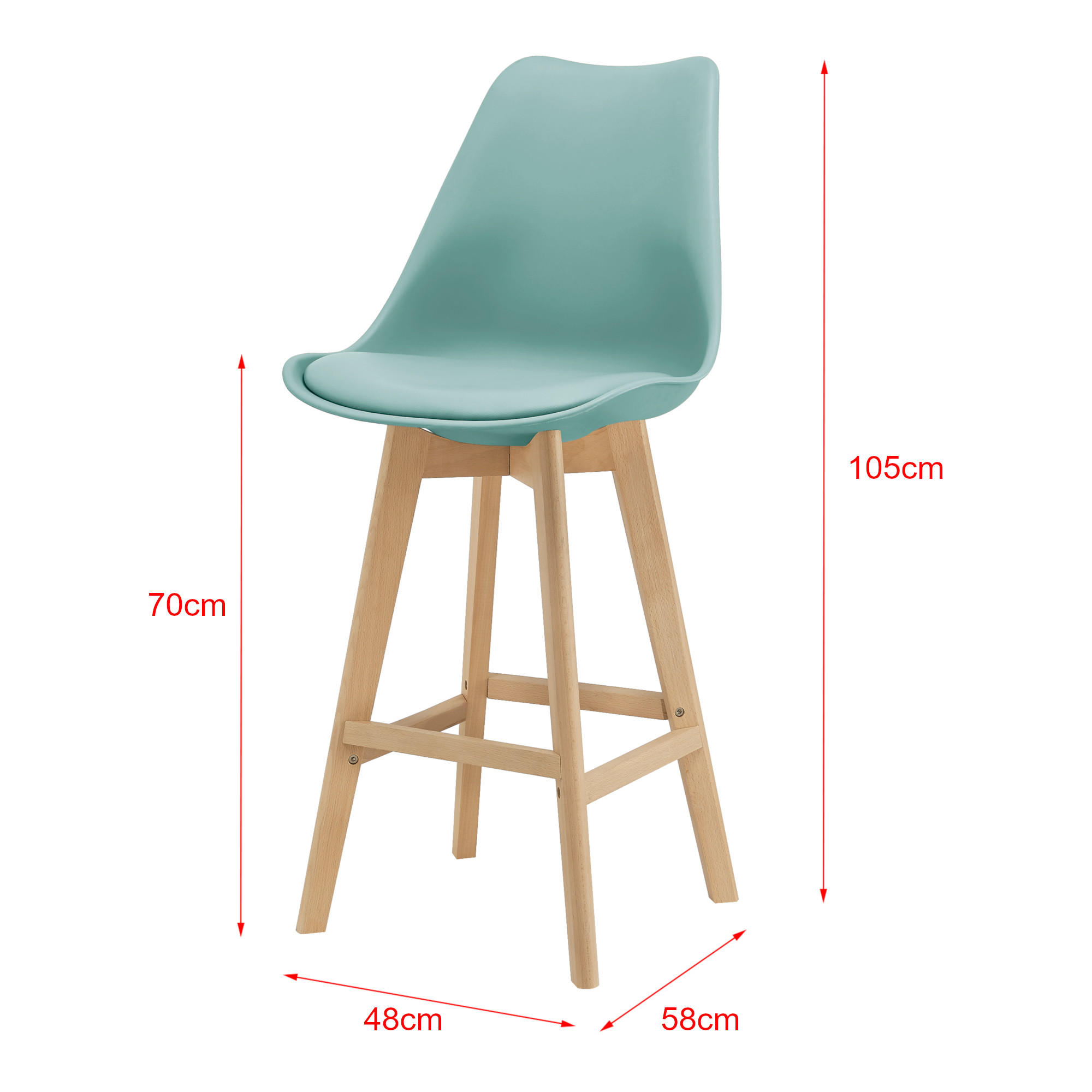 BARSTUHL Lublin 2er-Set - Grün, Holz (48/105/58cm) - [en.casa]