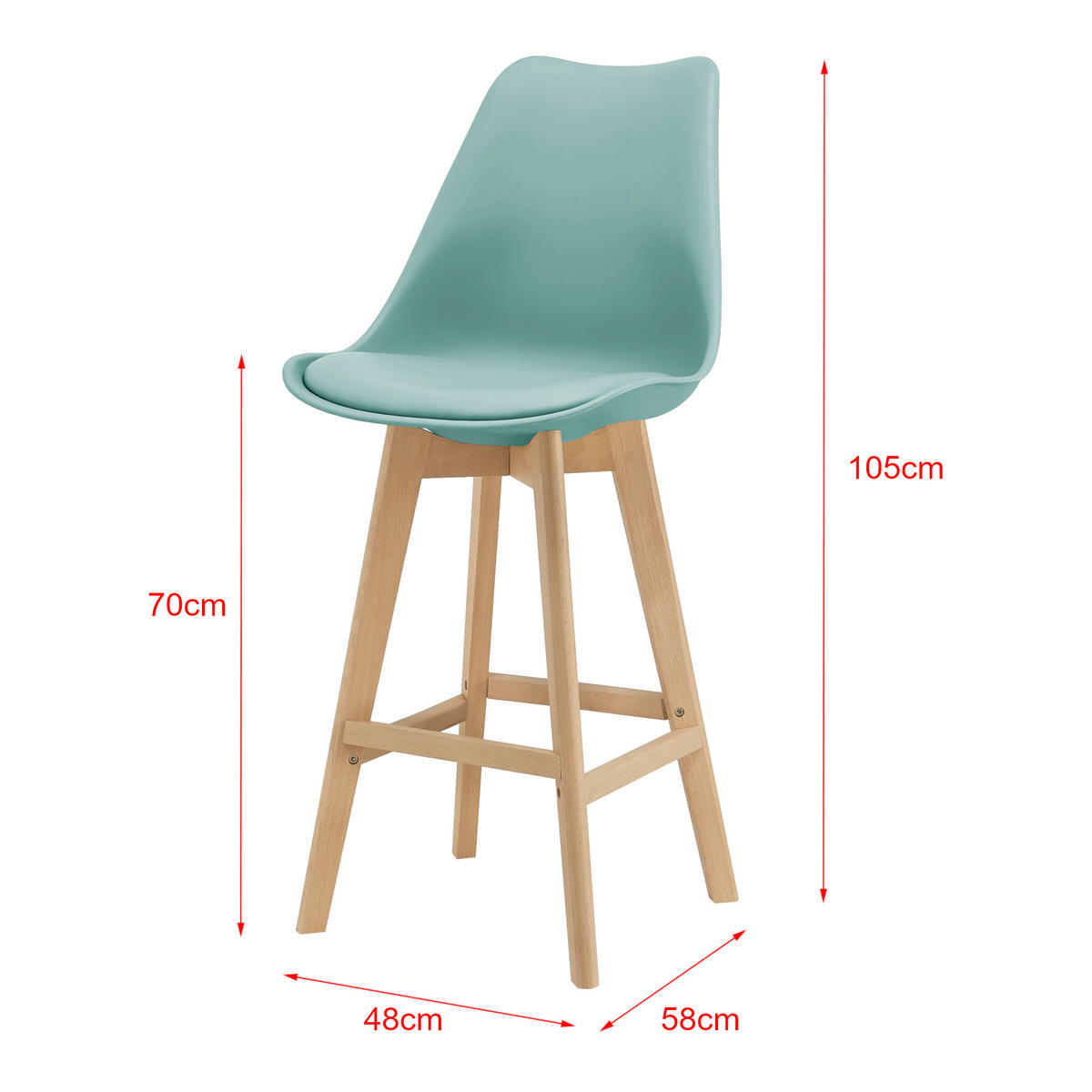 BARSTUHL Lublin 2er-Set - Grün, Holz (48/105/58cm) - [en.casa]