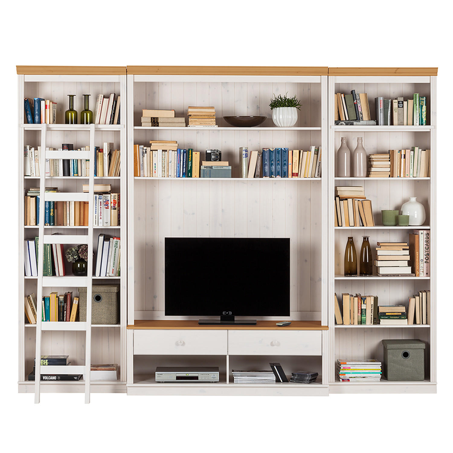 WOHWAND - Kiefer massiv - Typ A - Weiß, Holz (288/223/45cm) - home24