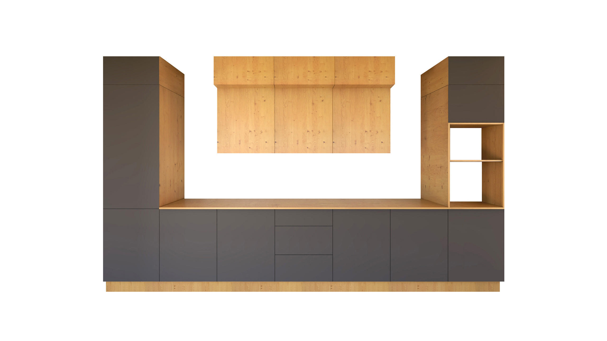 KÜCHENZEILE 420 cm - Nexa KÜ-LN-004 - in Woodline & Grau / Matt - Eiche Artisan/Grau, Holz (420/212/58cm) - ROYAL24_MARKT