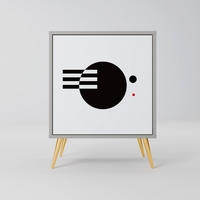 SIDEBOARD BLACK AND WHITE COMBINATION, Grau, 57,5x42x75,5 cm, Goldfarbene Metallfüße - Goldfarben/Multicolor, Holzwerkstoff/Metall (57.5/75.5/42cm) - SpaceRebels