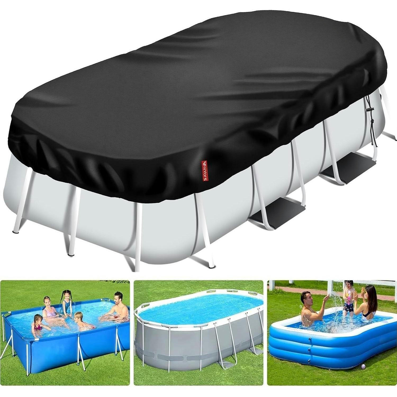 POOLABDECKUNG Rechteckig 460 x 230 cm Schwarz - Schwarz, Kunststoff (230/460cm)
