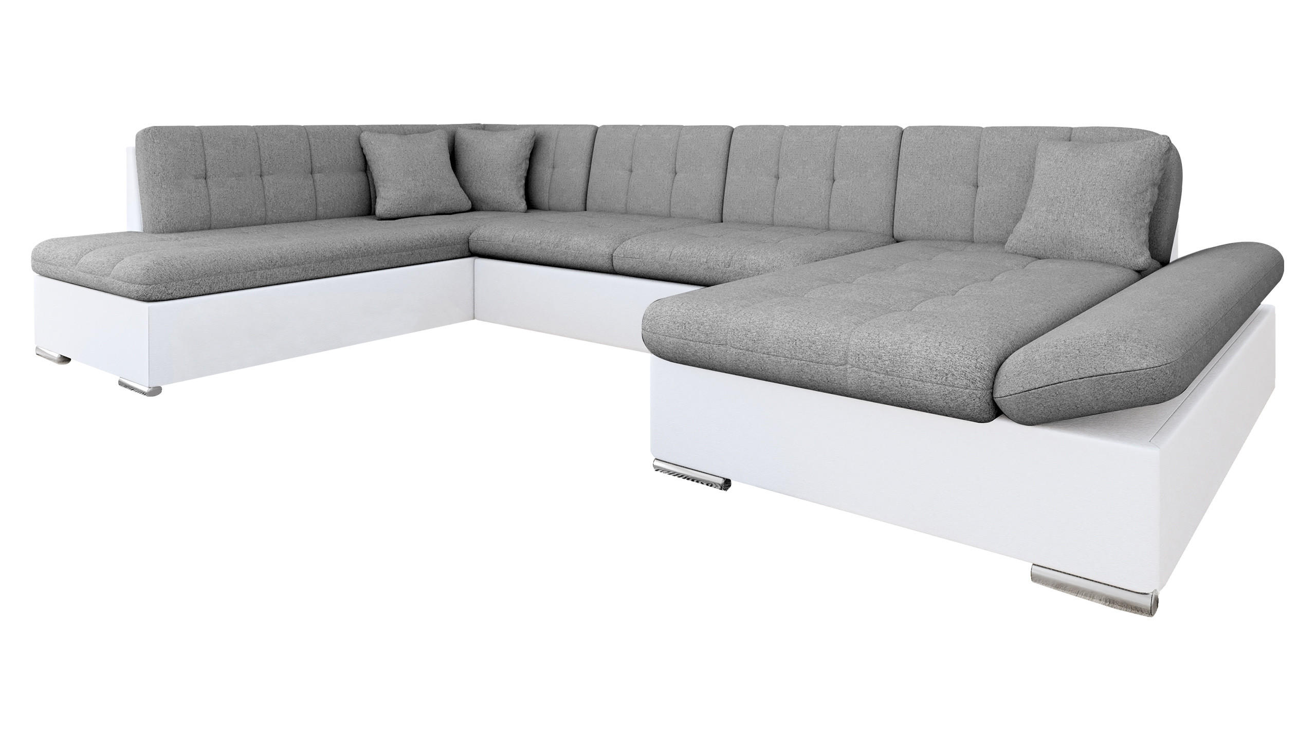 ECKSOFA Bergen, Seite: Rechts - Silberfarben/Weiß, Holz/Textil (345/76/205cm) - MIRJAN24