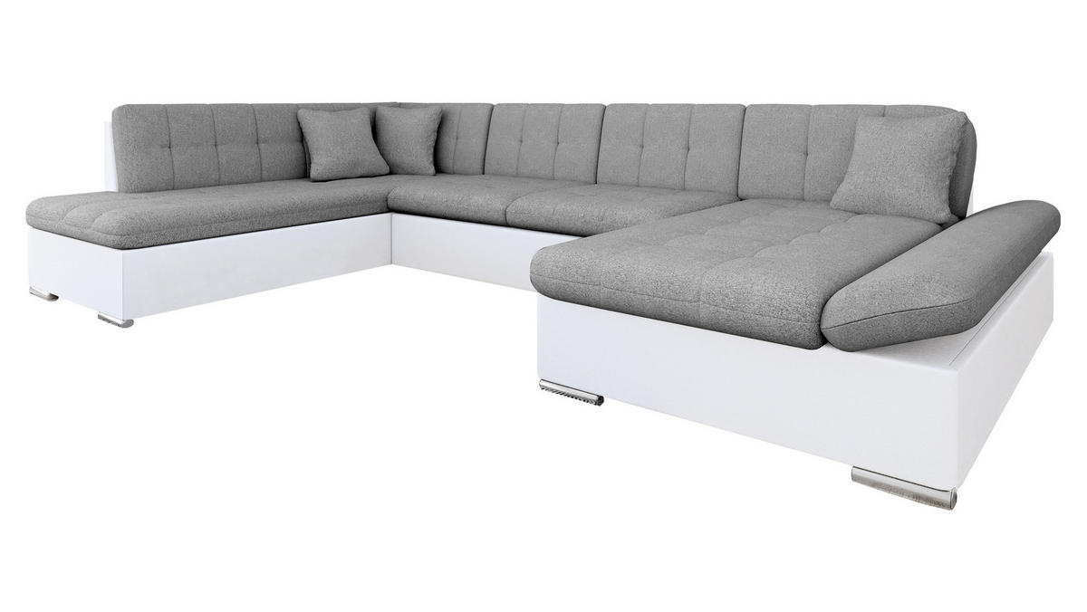 ECKSOFA Bergen, Seite: Rechts - Silberfarben/Weiß, Holz/Textil (345/76/205cm) - MIRJAN24
