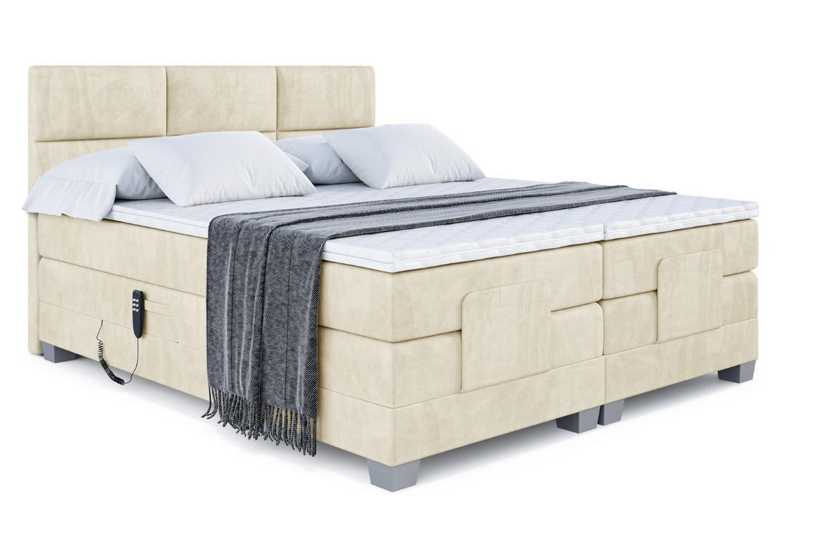 BOXSPRINGBETT elektrisch verstellbar mit 2 Matratzen H4/Taschenfederung PROT EL 140 x 200 Beige - Beige, Holzwerkstoff (147/200cm) - ALTDECOR
