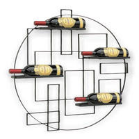 WEINREGAL für 4 Flaschen 80 cm Wand Metall Schwarz "Pi4" - Schwarz, Metall (80/75/10cm) - DanDiBo
