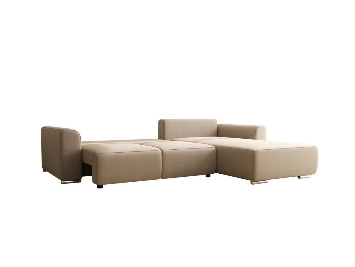 ECKSOFA GUSTO L Curio 80 Rechts mit Schlaffunktion - Grau, Textil (279/193cm) - Bedante