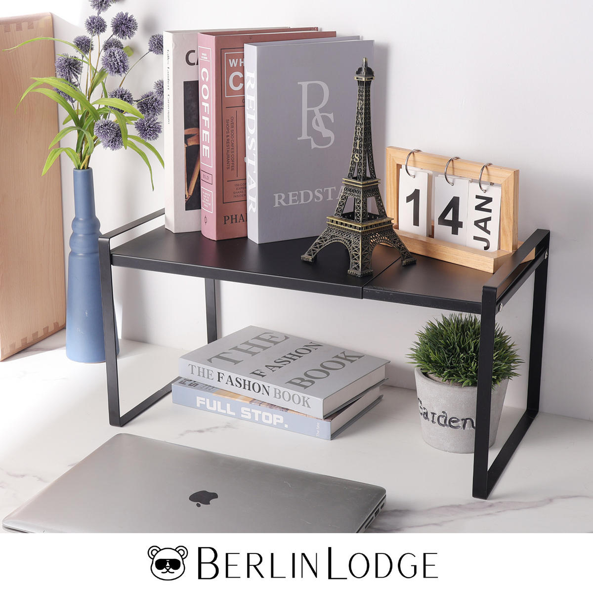 KÜCHENREGAL erweiterbar 26x37-60x28cm Schwarz - Schwarz, Holz (60/26/28cm) - BERLINLODGE
