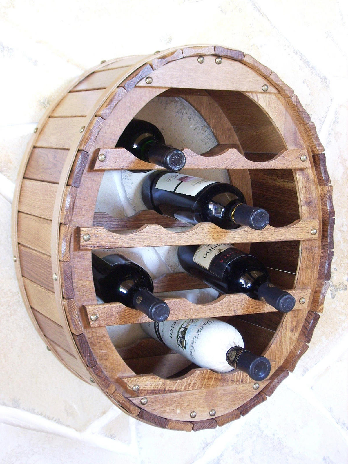 WEINREGAL 12 Flaschen für die Wand Holz Braun gebeizt - Braun, Holz (45/56/24cm) - DanDiBo