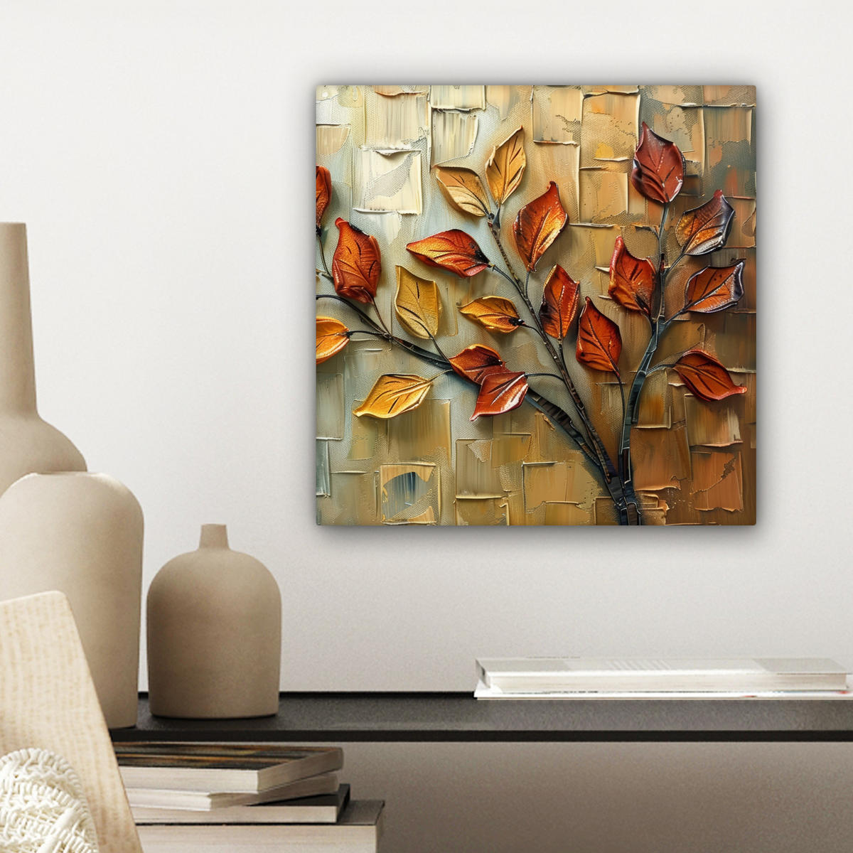 LEINWANDBILD Baum - Abstrakt - Natur - Kunst 20x20 cm - Goldfarben, Textil (20/20cm) - MuchoWow