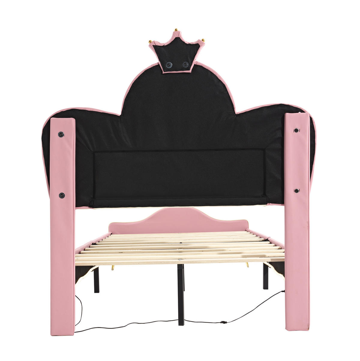 KINDEREINZELBETTEN aus Kunststoff 90x200 cm in Rosa/Weiß mit LED-Lichtleiste - Weiß, Kunststoff (90/200cm) - Modfu