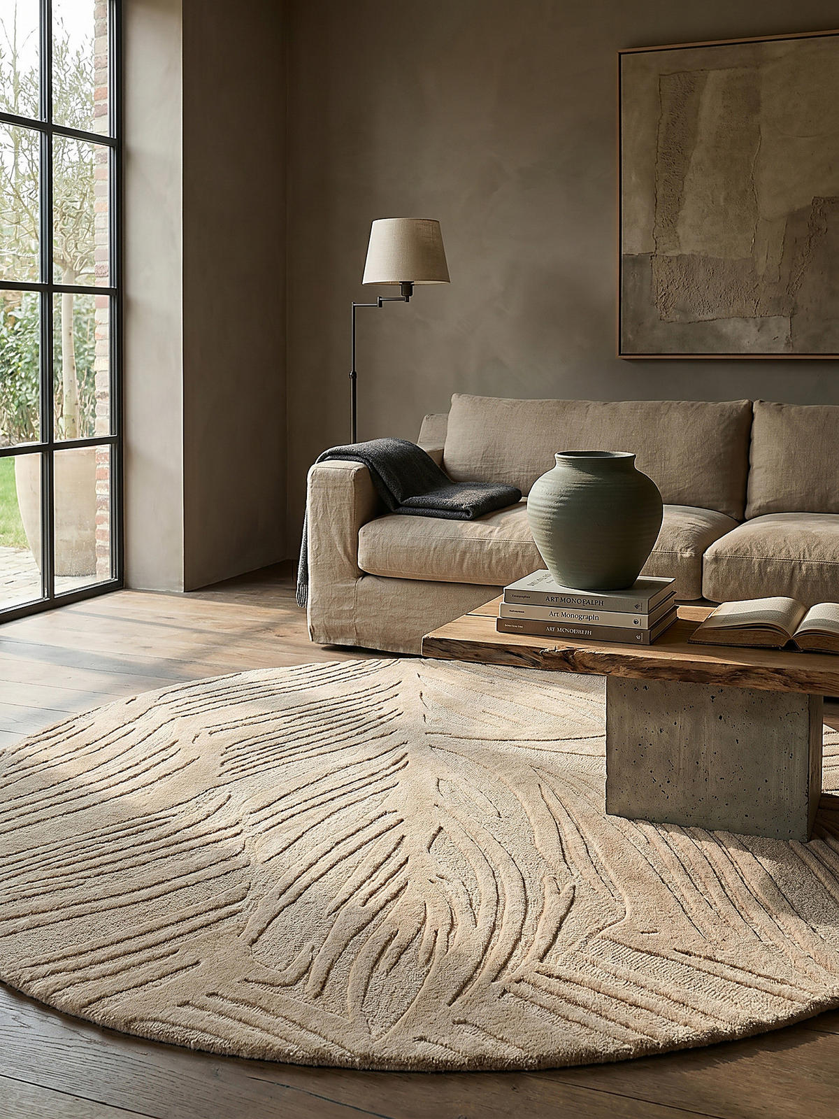 WOLLTEPPICH LEVEN Ø 160 cm - Beige, Textil (160/160cm) - KADIMA DESIGN