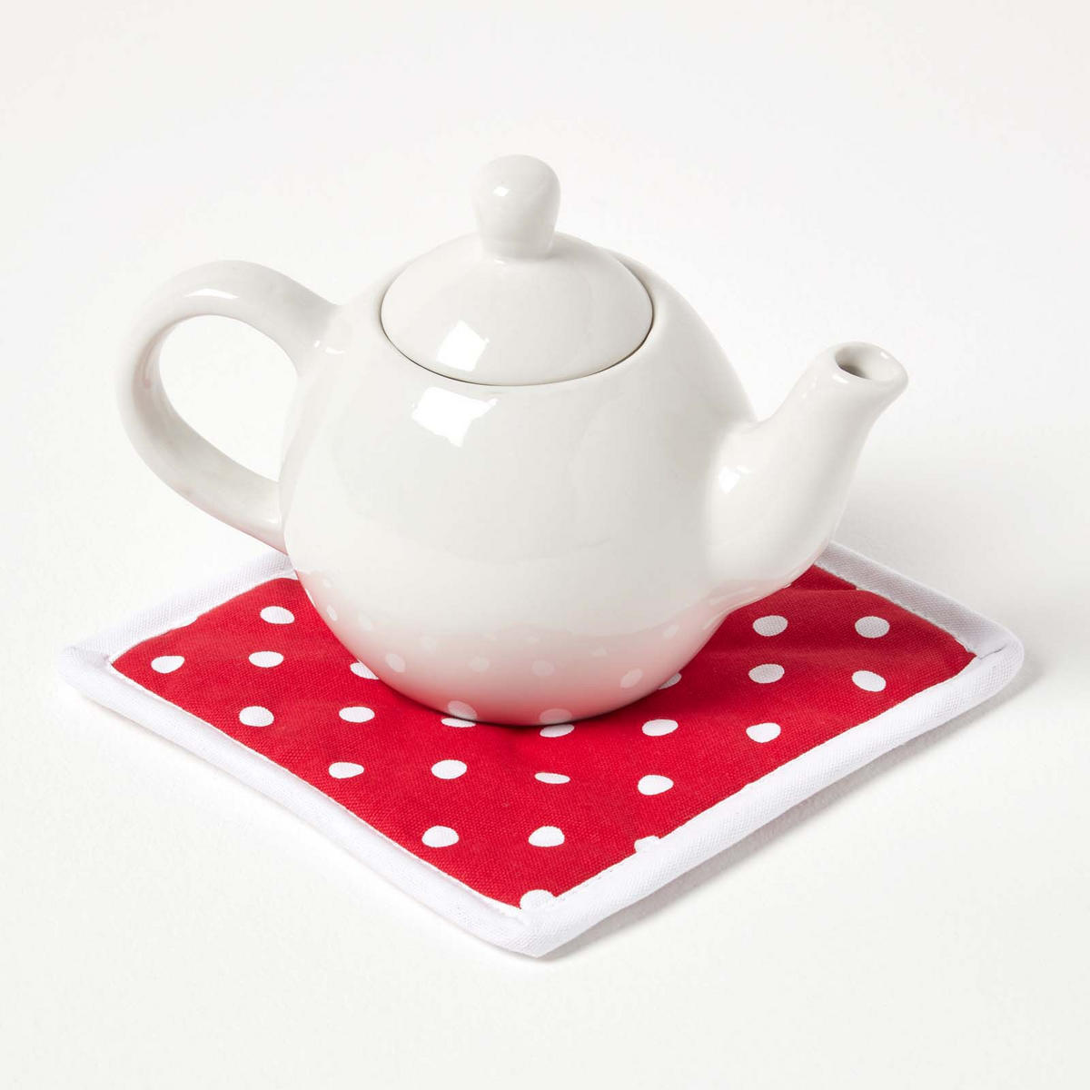 TOPFLAPPEN Polka Dots 20/20 cm, Baumwolle wattiert - Rot, Textil (20/20cm) - Homescapes
