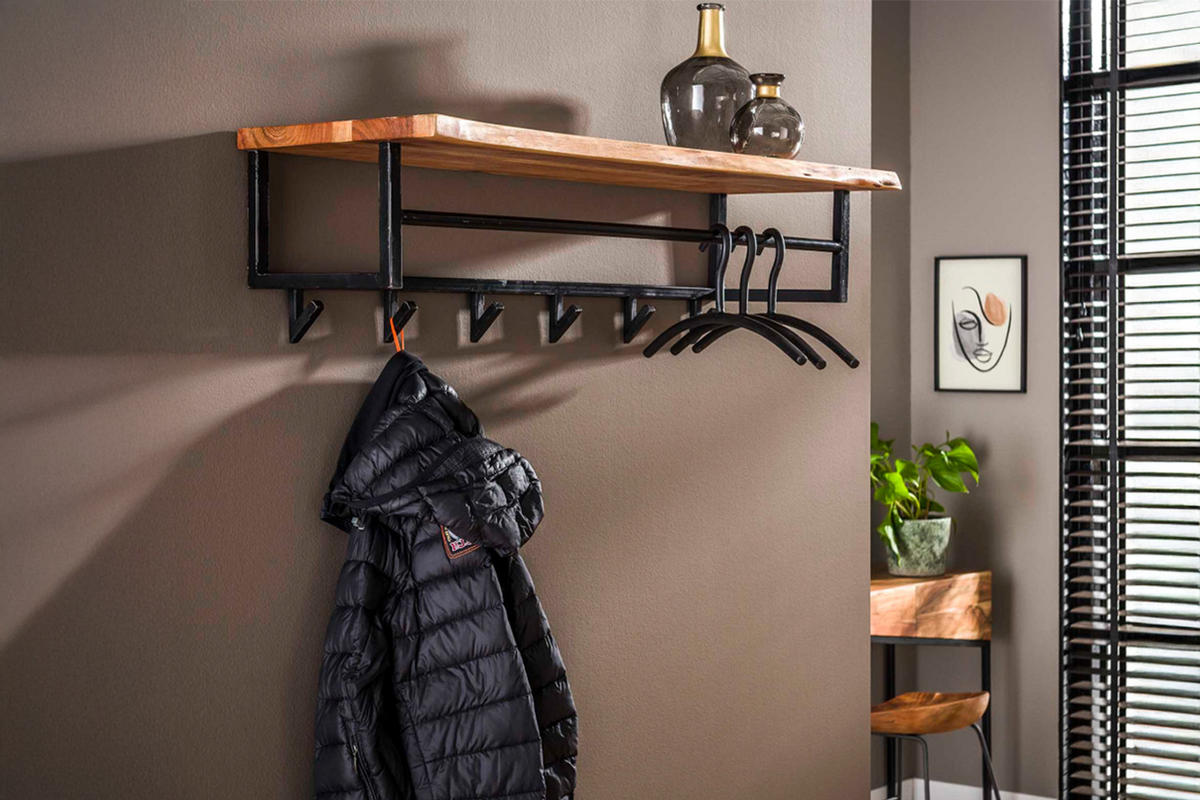 GARDEROBE NEREA Schwarz Akazie - Schwarz, Metall (100/27/33cm) - KAWOLA