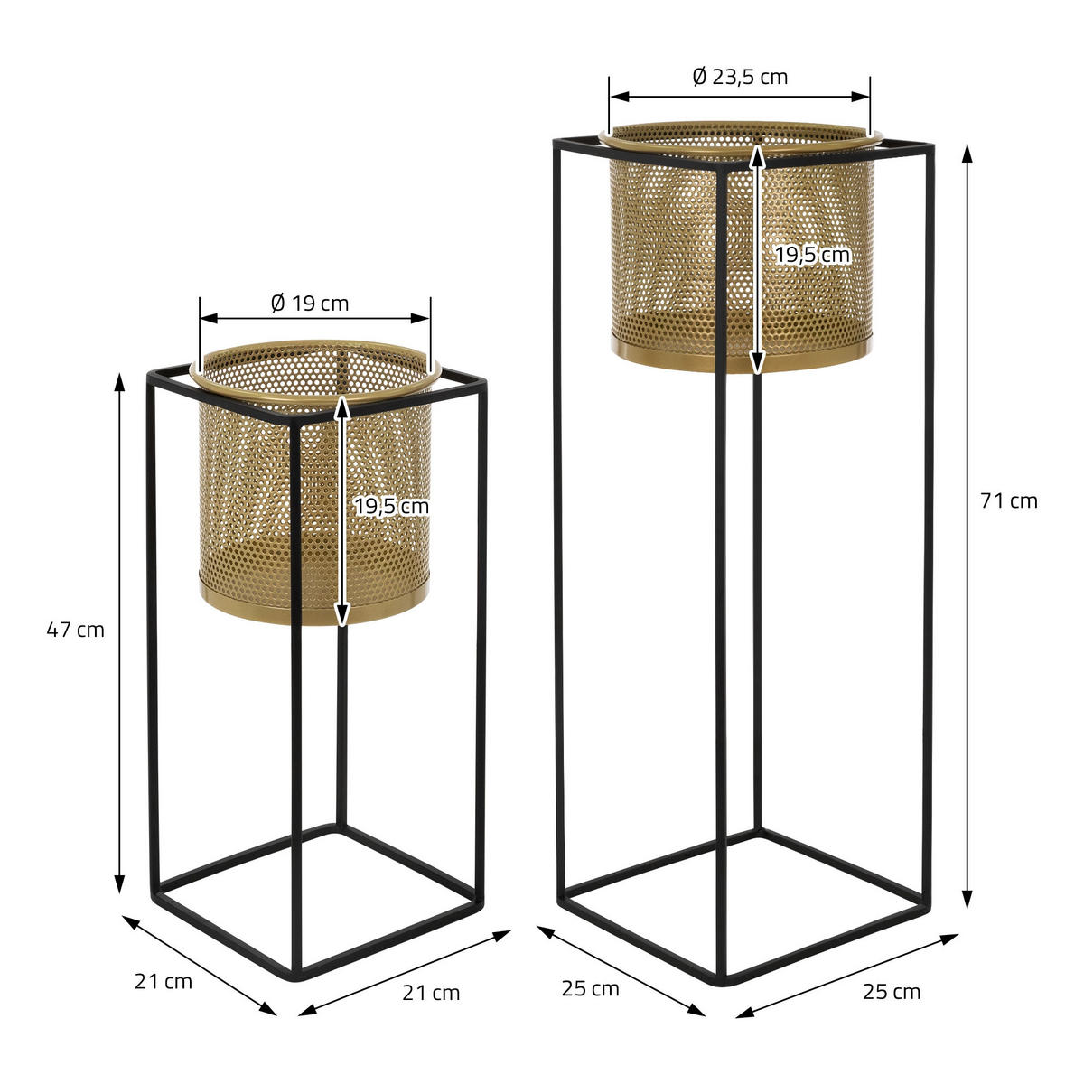 BLUMENSTÄNDER 2er Set - Goldfarben, Metall (25/25/71cm) - ML-DESIGN