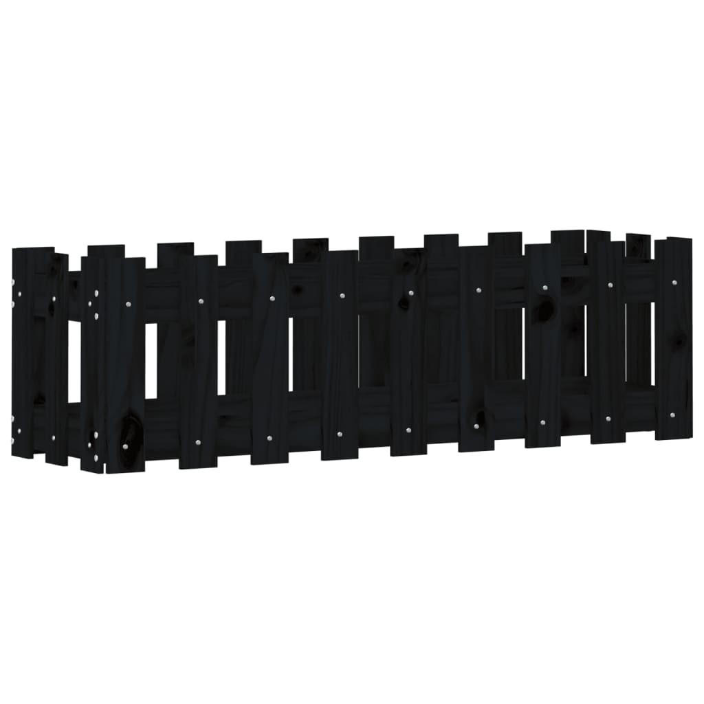 HOCHBEET Latten-Design Schwarz 100x30x30 cm Massivholz Kiefer - Schwarz, Holz (30/30/100cm) - furnicato