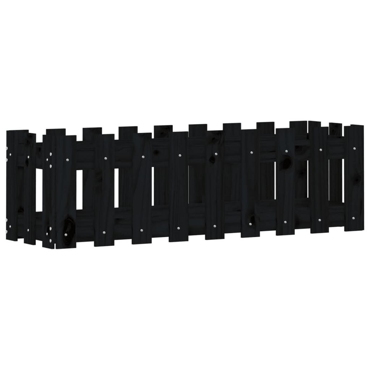 HOCHBEET Latten-Design Schwarz 100x30x30 cm Massivholz Kiefer - Schwarz, Holz (30/30/100cm) - furnicato