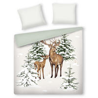 BETTWÄSCHE Satin HIVROSI, 200x220 cm, Beige, Winter Weihnachten Bettbezug, Weihnachtsdeko, Christmas, Weihnachtsmotiv - Beige, Textil (200/220cm) - home&you