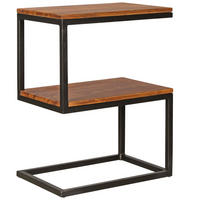 BEISTELLTISCH Massivholz S-Design Metallgestell Ablageflächen INDI, Braun 45x30x60 cm - Schwarz/Braun, Holz/Metall (30/45/60cm) - KADIMA DESIGN