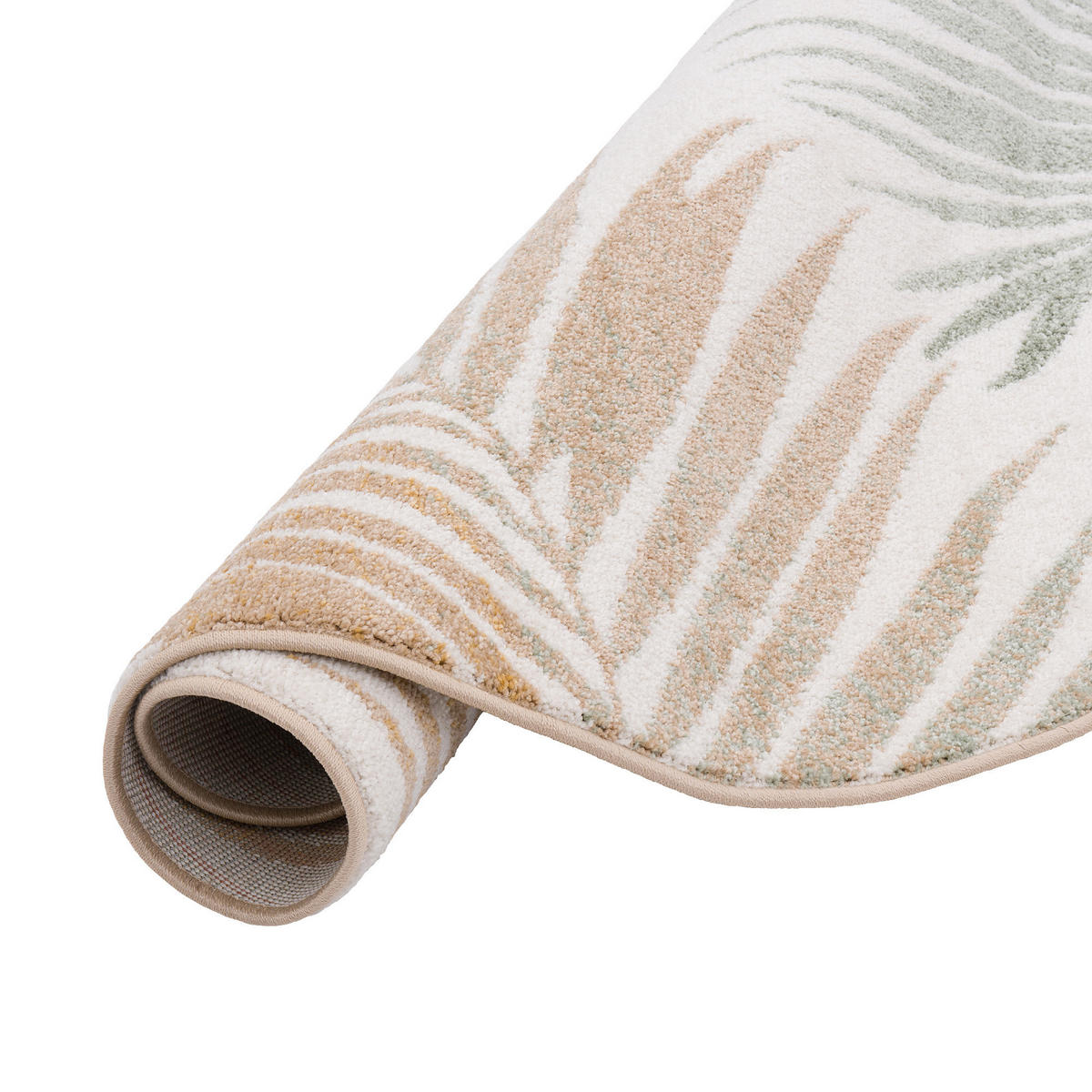 DESIGNER TEPPICH FARO TROPICAL BLÄTTER RUND - Naturfarben, Textil (160/160cm) - Pergamon