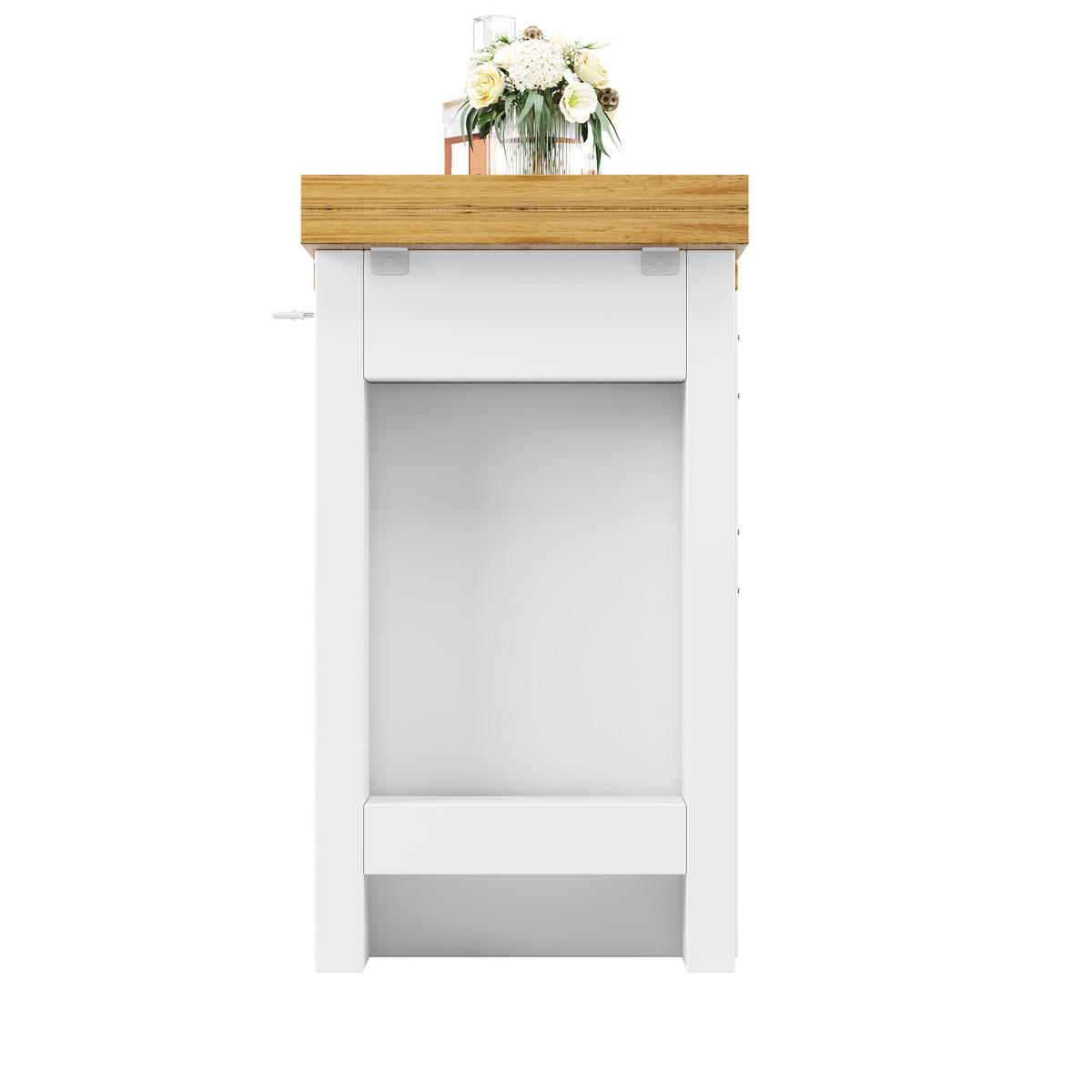 KÜCHENINSEL Weiß 120×40×72 cm ausziehbar mit Sideboard, 360° drehbarer Tischplatte und Stauraum aus Holzwerkstoff - Weiß, Holzwerkstoff (120/72/40cm) - Luhomfu