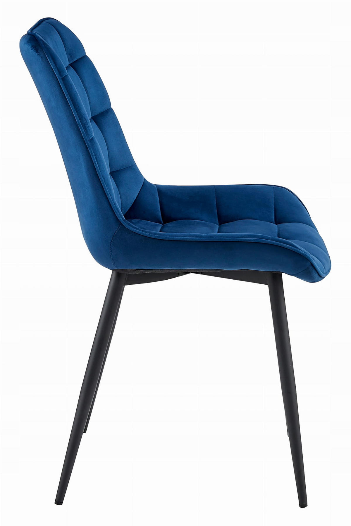 STUHL BARDI 2-er Set, Blau, Schwarz, mit Samtstoff gepolstert - Grün, Textil/Metall (49/83/58cm) - Komodee