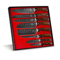MESSER-SET 8-tlg. mit Edelstahlklingen und ergonomischen Pakkaholz-Griffen - Braun, Holz/Metall - Küchenkompane