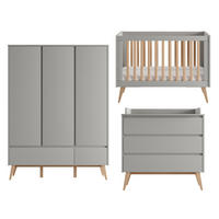 POKOJ PRO MIMINKO 3DÍLNÝ Swing Šedá a dřevo - šedá, kompozitní dřevo (124/89/66cm) - Petits-meubles