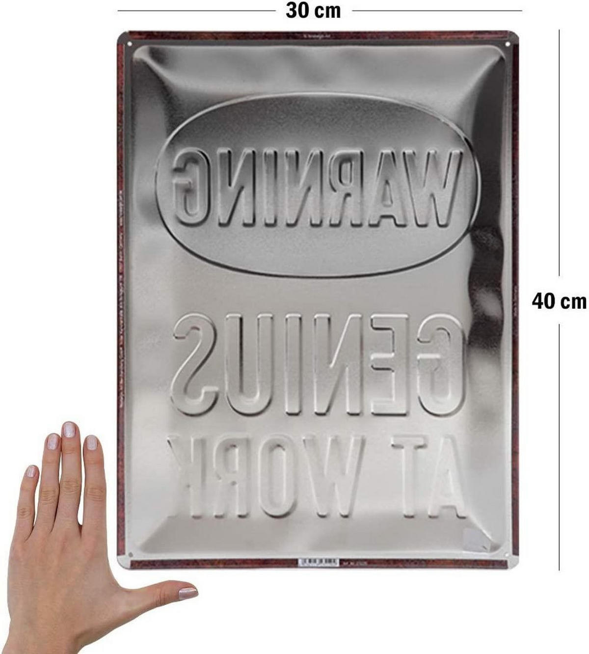 BLECHSCHILD 30/40 cm Achtung Genius at Work - Multicolor, Metall (30/40/0.2cm) - Nostalgic-Art