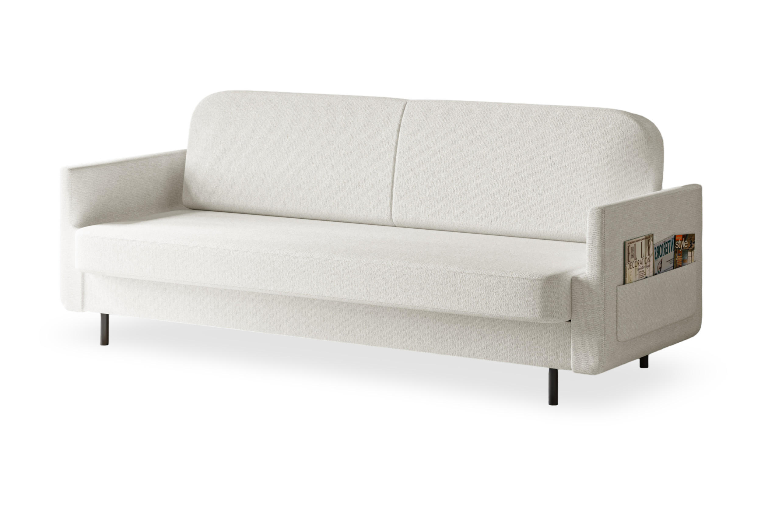 SCHLAFSOFA - POUCH - Weiß - Aragon 01 - Weiß, Holzwerkstoff (221/87/84cm) - Möblo