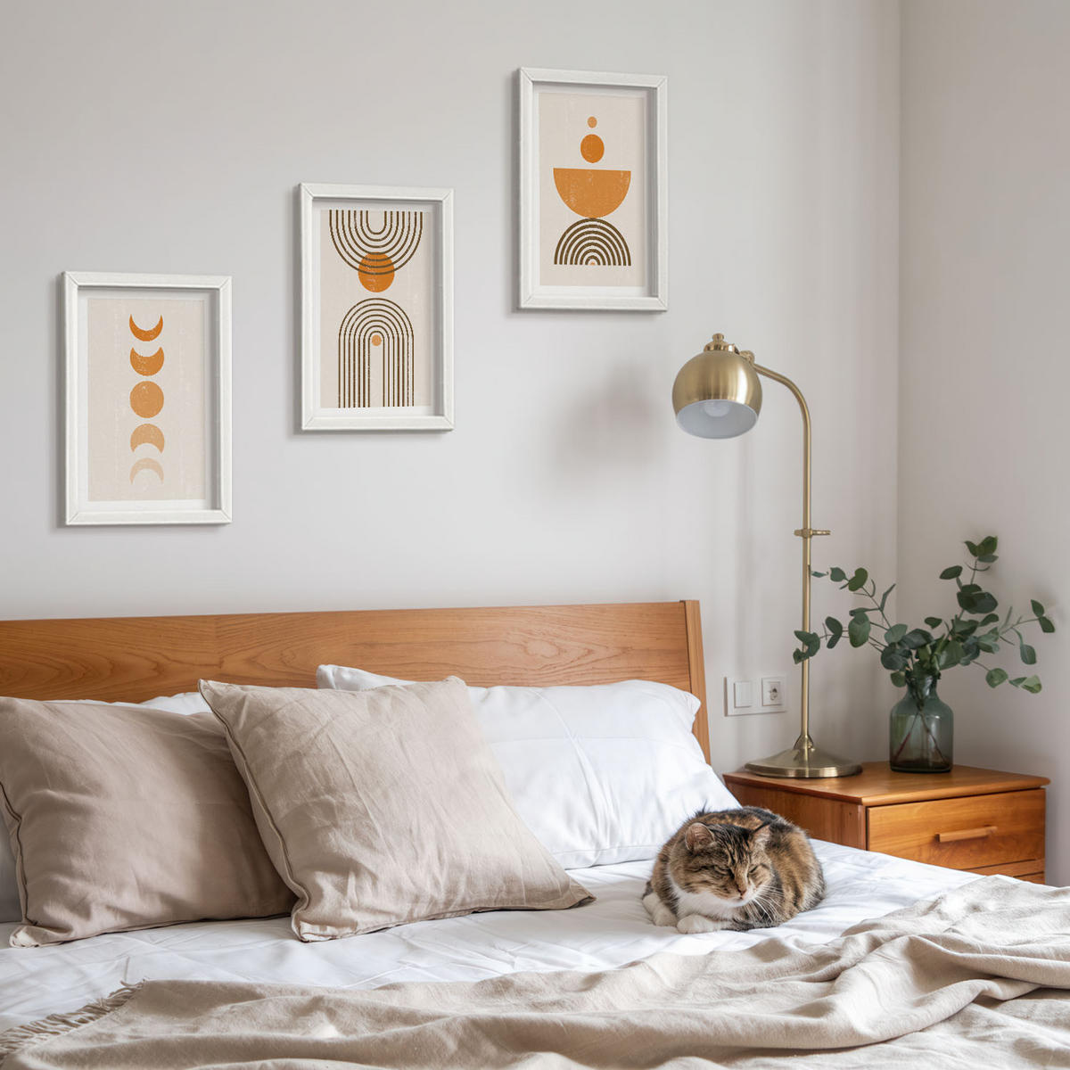 BILDER SET 3er Set - 20x30 cm Weißer Rahmen - Boho-minimalistische Dekorationen - Weiß, Kunststoff (20/30cm) - TULUP