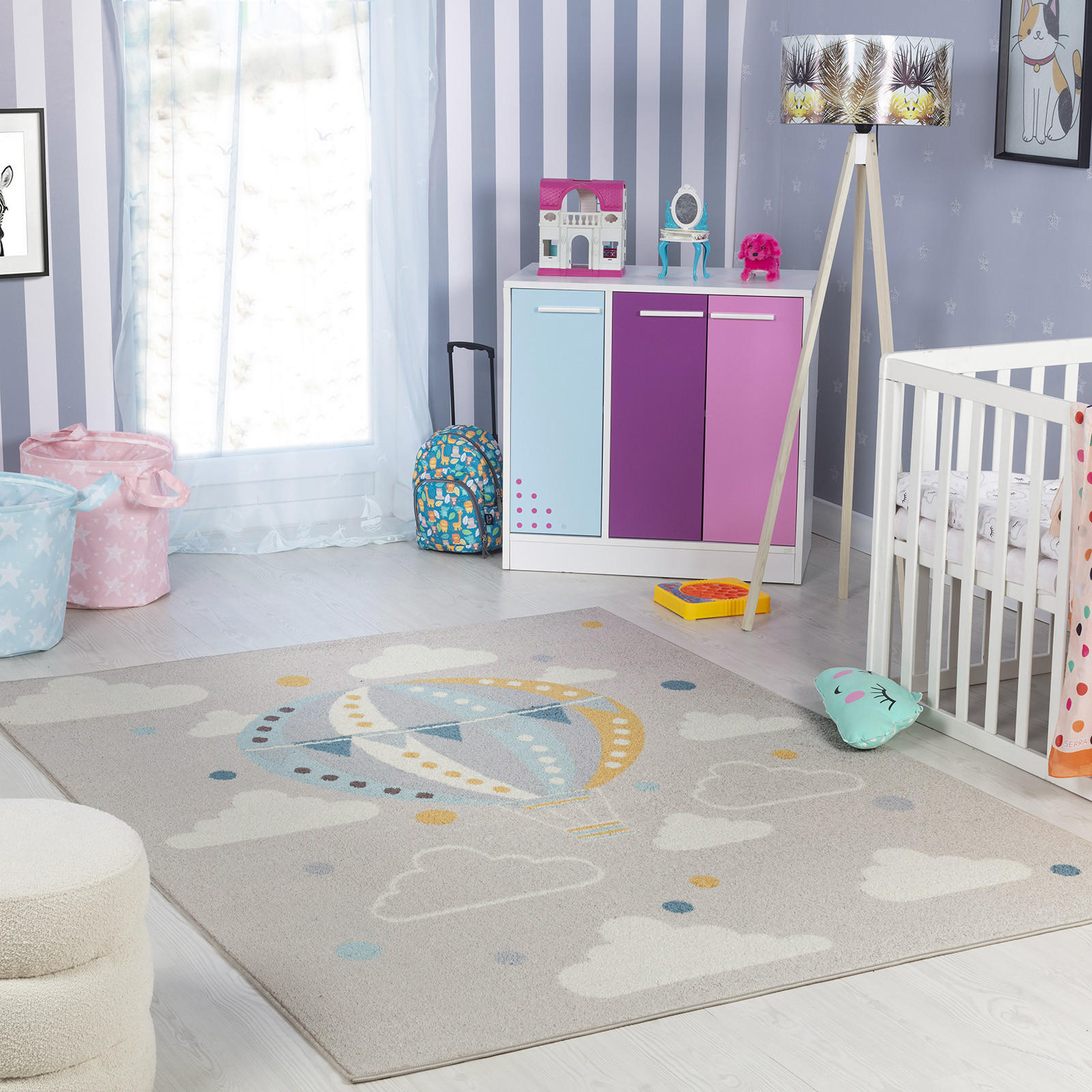 KINDERTEPPICH Weiß und Grau 200/275 cm - Multicolor/Grau, Naturmaterialien/Textil (120/170cm) - LIVABLISS