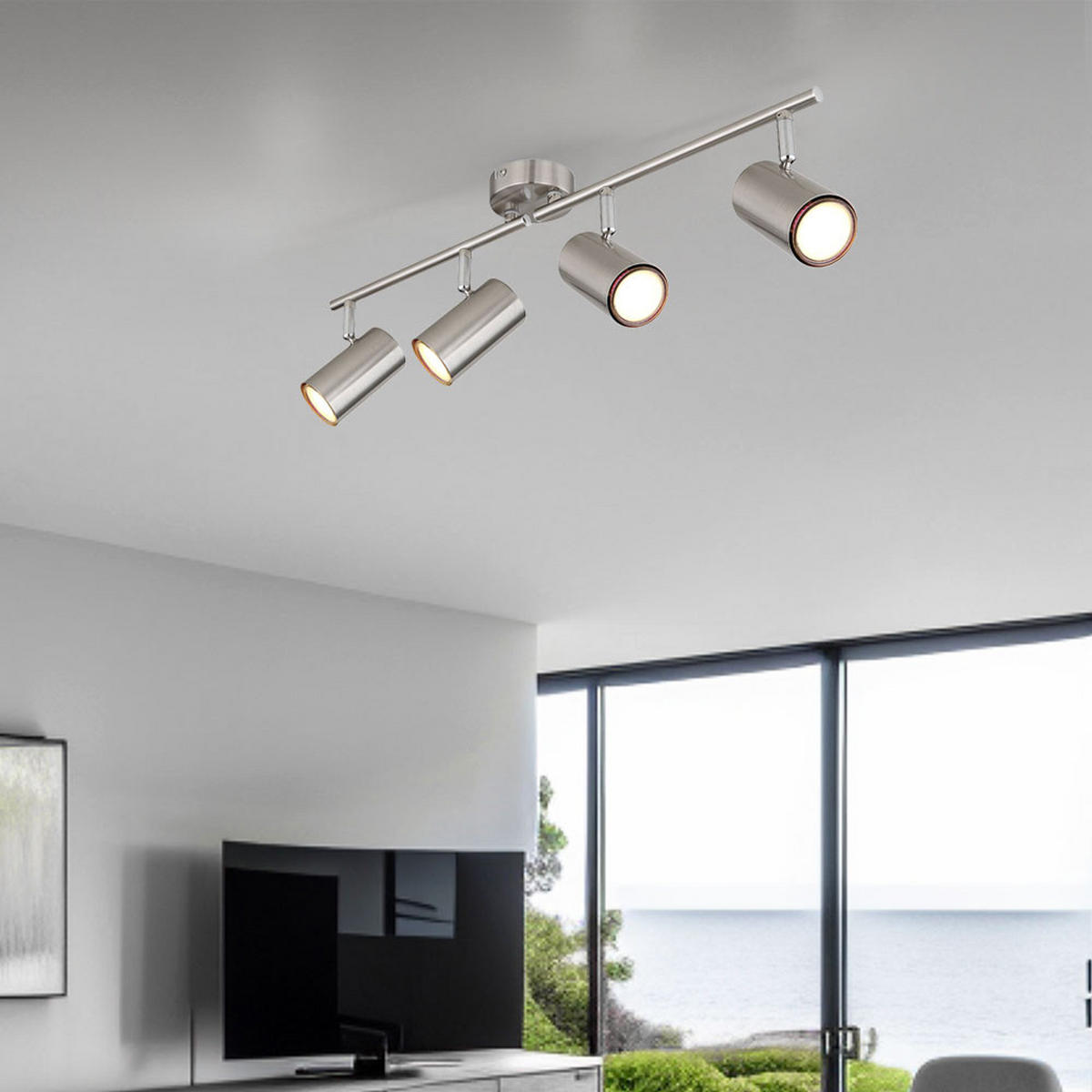 LED DECKENLEUCHTE Allvi Silber matt - Silberfarben, Metall (60/8/14.5cm) - Globo Lighting