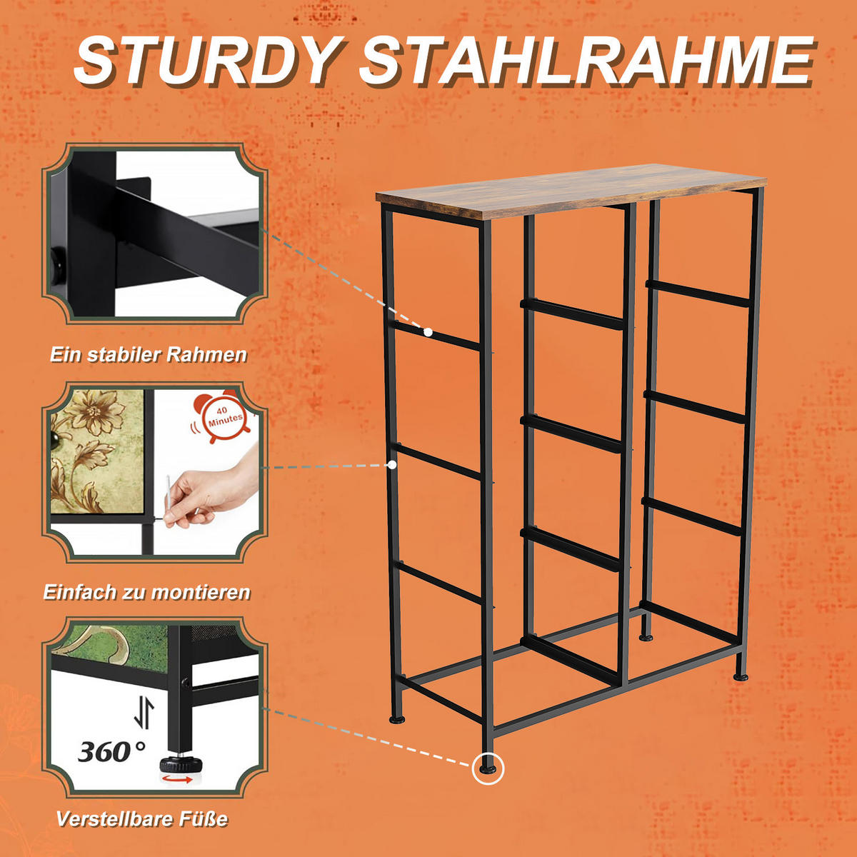 KOMMODE mit 8 Stoffschubladen, Sideboard für Küche, Büro, Flur - Multicolor, Holz (30/100/67.5cm)