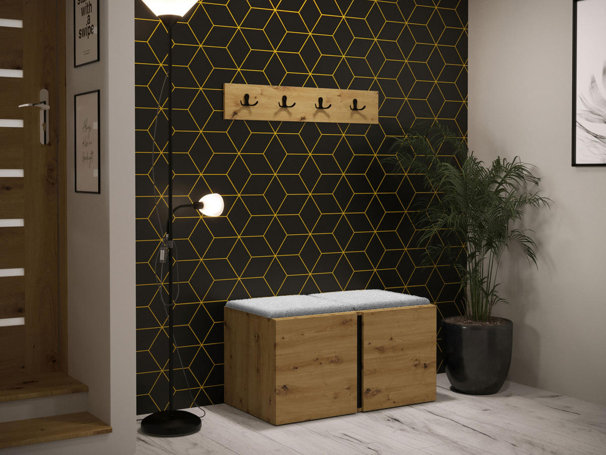 GARDEROBEN-SET Orion VI - Hellgrau/Eiche Artisan, Holzwerkstoff/Kunststoff (84/42/46cm) - MIRJAN24