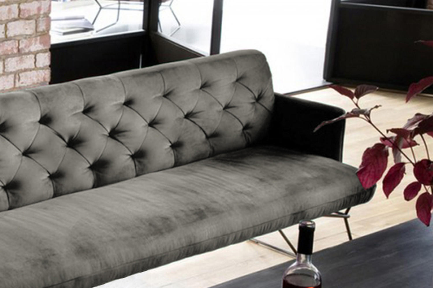 ESSZIMMERBANK CHARME Grau Velvet - Grau, Textil (186/85/68cm) - KAWOLA
