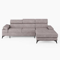 ECKSOFA VENTO Rechts Beige Velours Premium L-Form Couch mit Schlaffunktion & Bettkasten - Beige/Schwarz, Holz (261/190cm) - Barchello