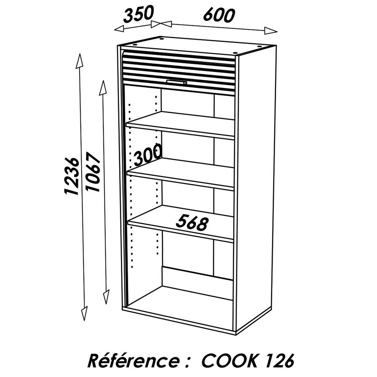 KÜCHENOBERSCHRANK 35/60/124 cm - Eichefarben, Holzwerkstoff (60/124/35cm) - Simmob