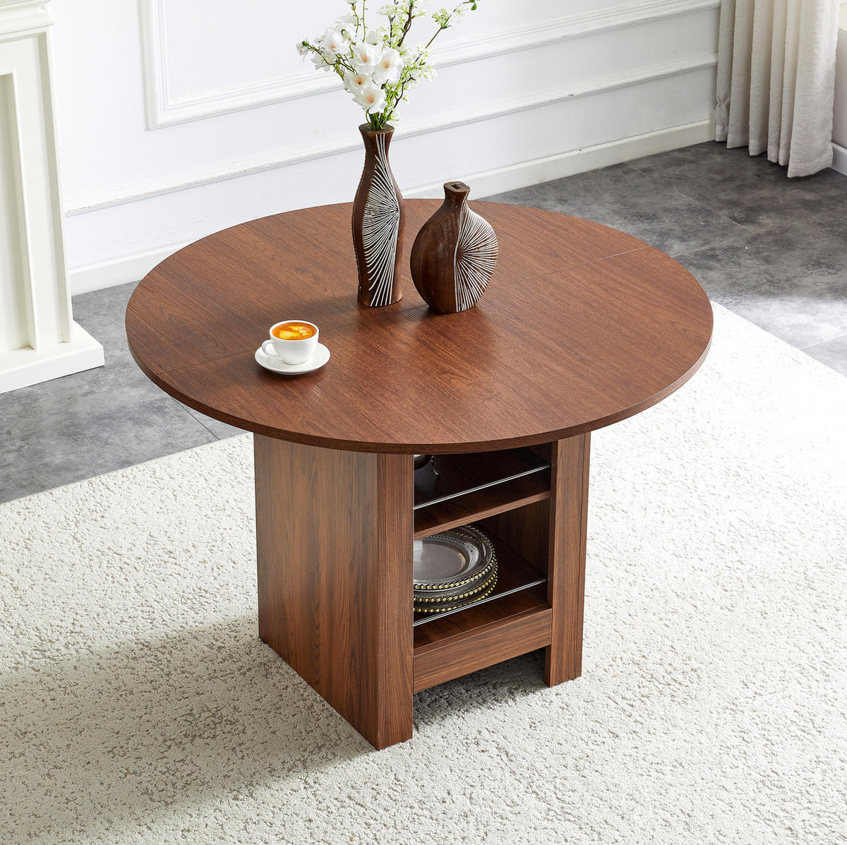 ESSTISCH 100/76 cm Walnuss aus MDF mit offenen Stauraumfächern - Walnussfarben, Holzwerkstoff (100/100/76cm) - OKMYHOME