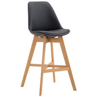 BARHOCKER Cannes Massivholz 112x48x56 cm Schwarz - Schwarz, Leder (48/112/56cm) - furnicato