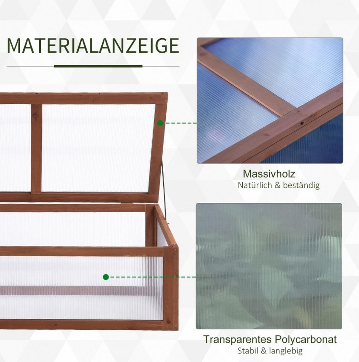 GEWÄCHSHAUS 100/40/65 cm Braun aus Holz mit aufklappbarer Abdeckung - Braun, Holz (65/40/100cm) - OKMYHOME