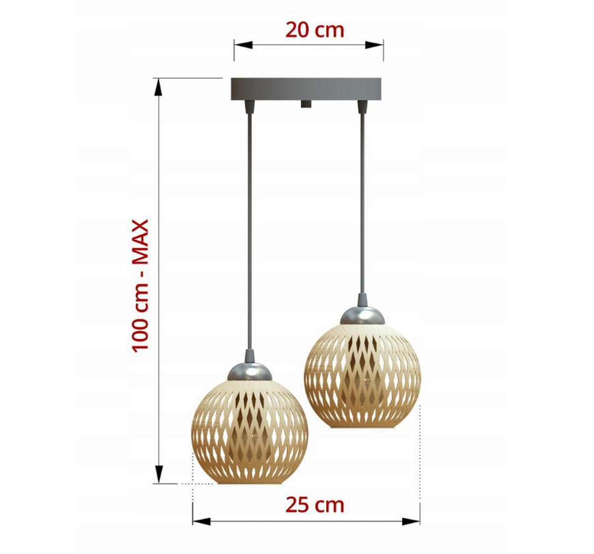 PENDELLEUCHTE BOHO - Beige/Weiß, Glas/Metall (15/25/100cm) - kiki design