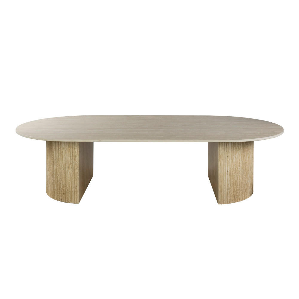COUCHTISCH SIENNA Beige organischer Säulen Rillen-Optik 135x70x35cm - Beige, Keramik (135/70/42cm) - alesvelt